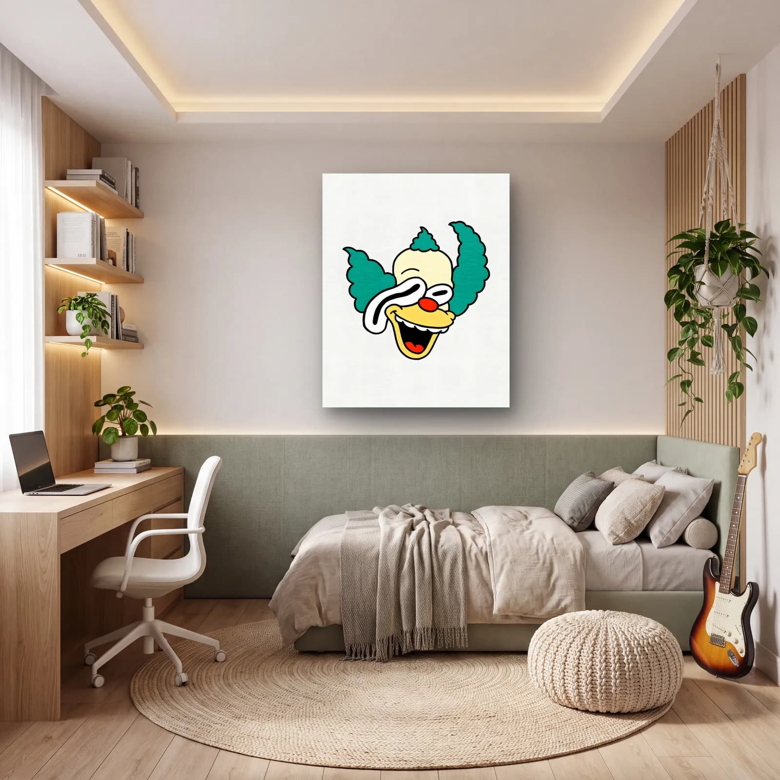 Soyut Palyaço Krusty cam tablo — genç odasında