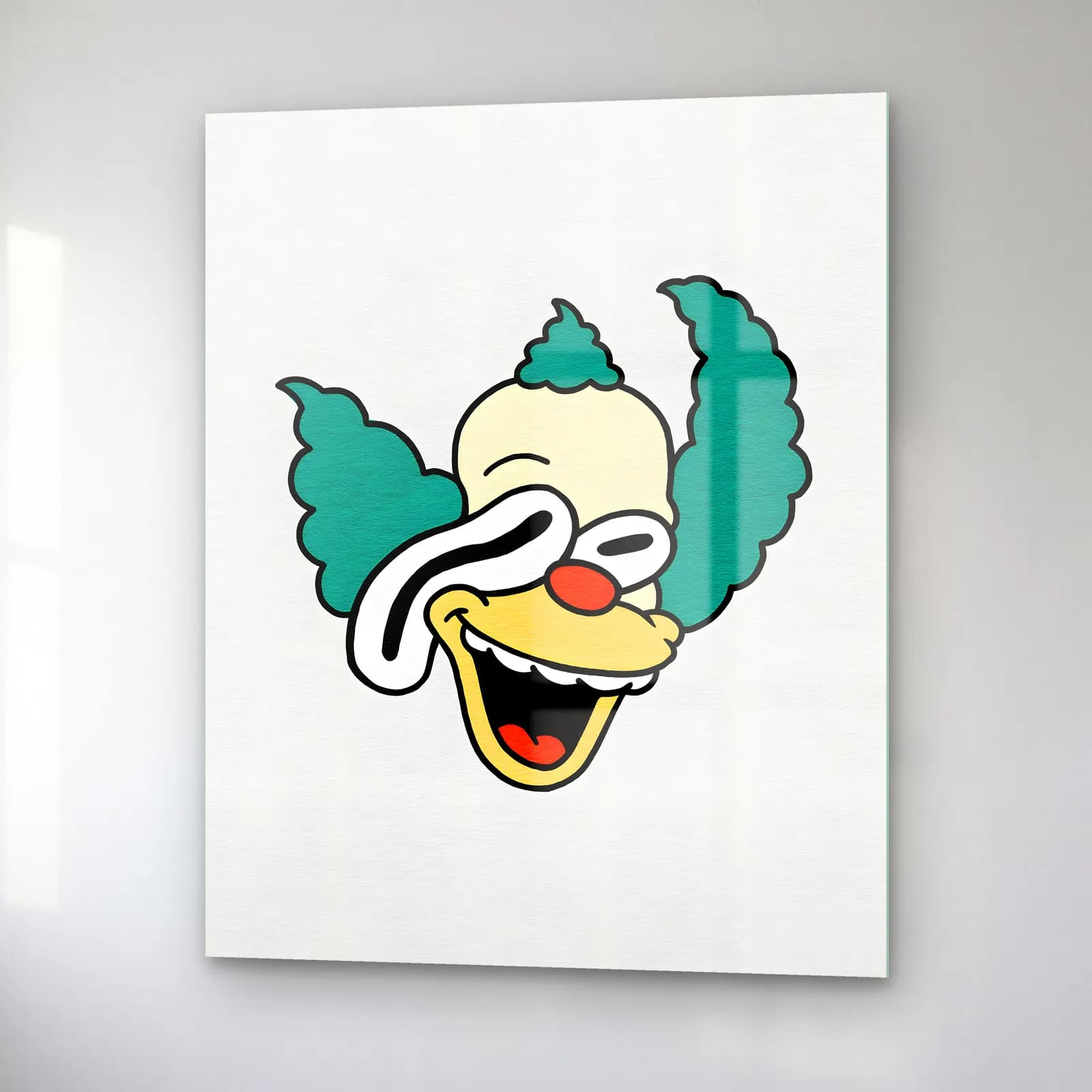 Soyut Palyaço Krusty cam tablo — sağ açıdan görünüm