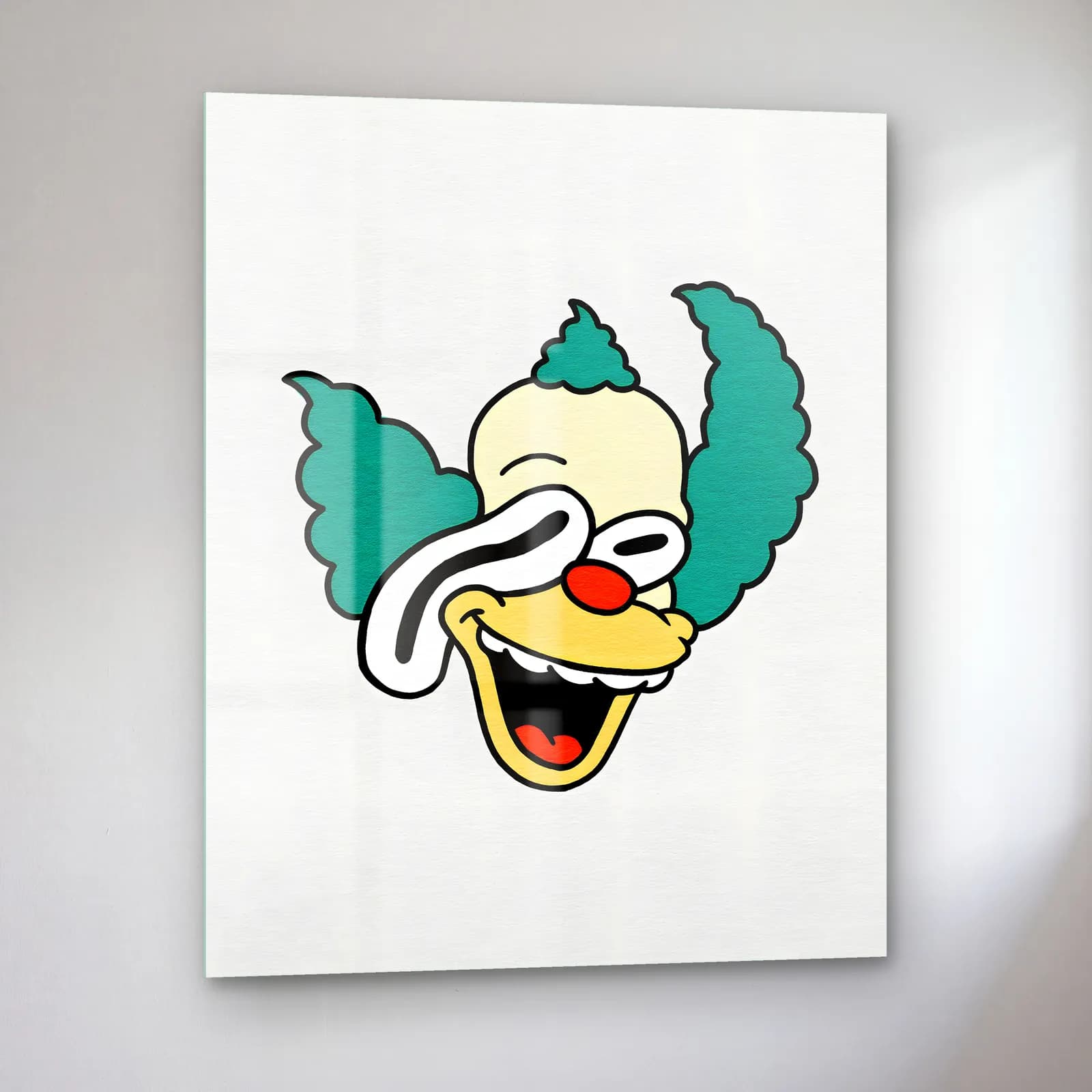 Soyut Palyaço Krusty cam tablo — sol açıdan görünüm