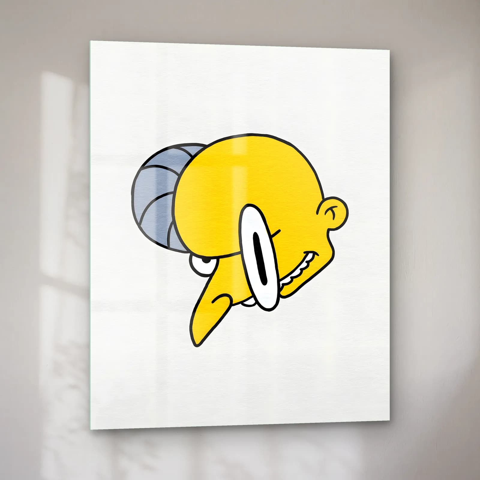 Soyut Mr. Burns cam tablo — sol açıdan görünüm