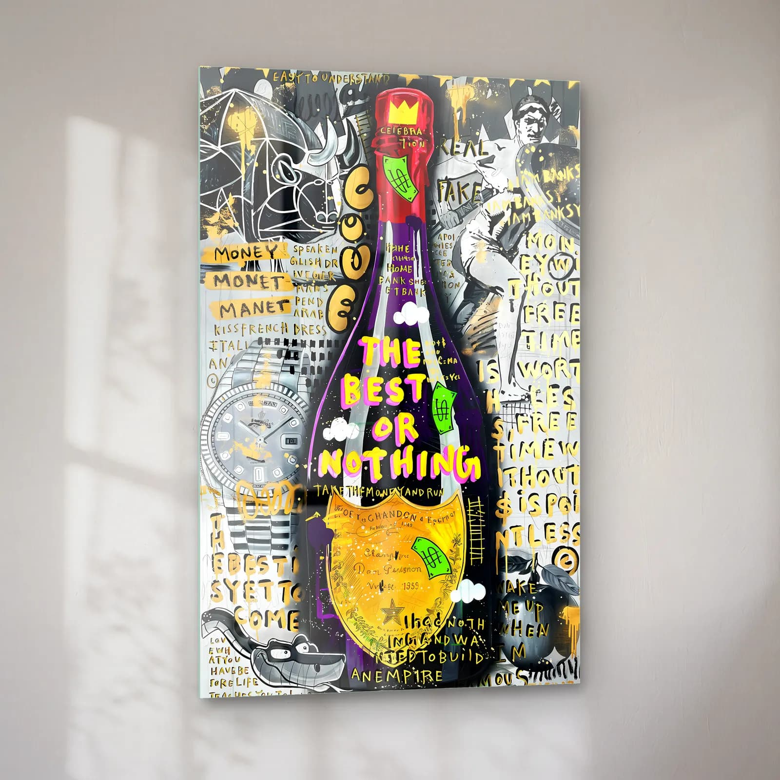 Dom Pérignon Best or Nothing cam tablo — sol açıdan görünüm