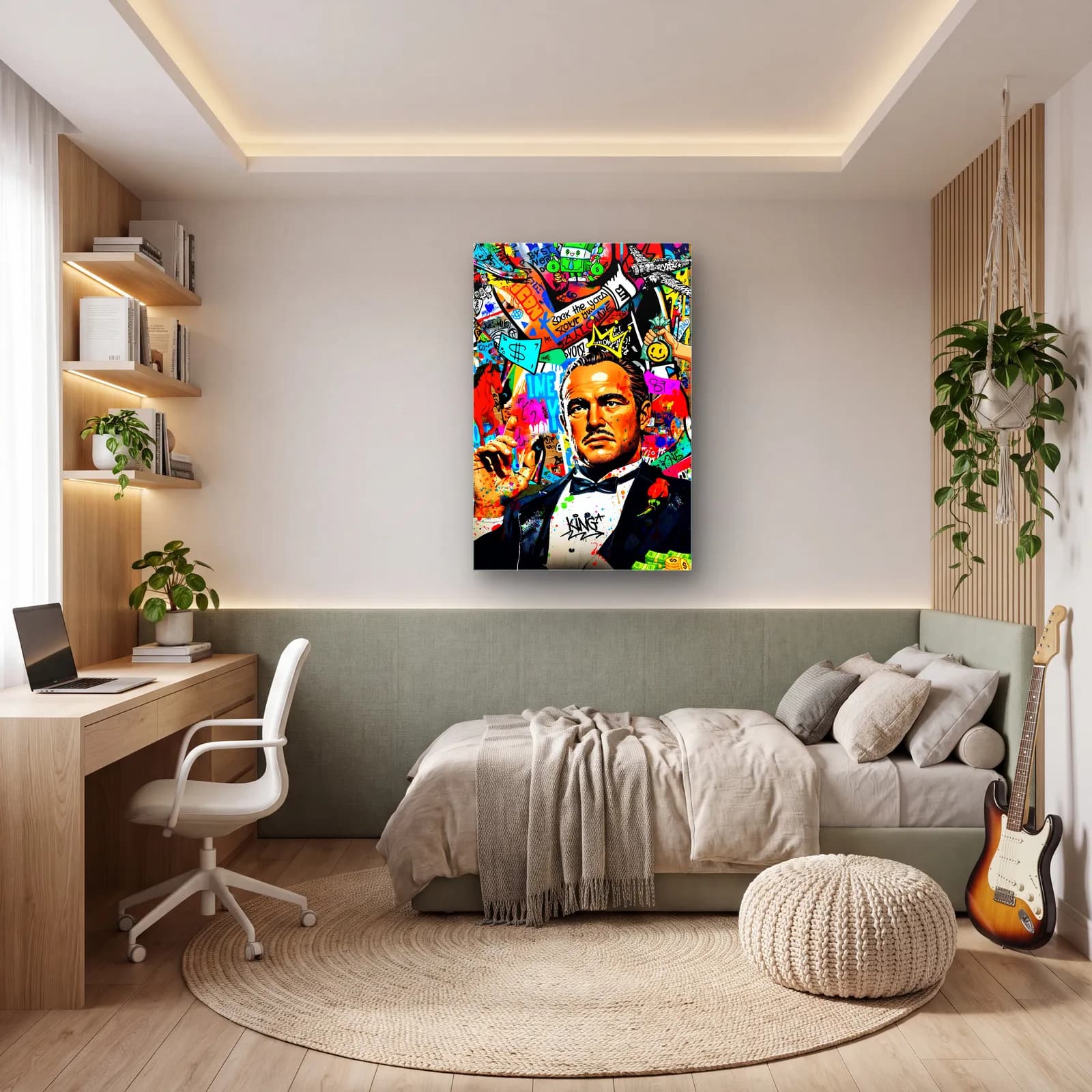Pop Art Vito Corleone cam tablo — genç odasında