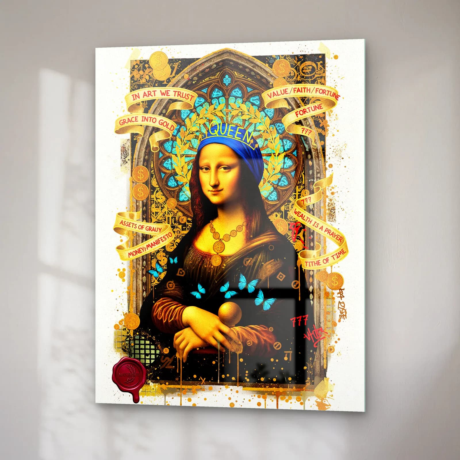 Kraliçe Mona Lisa cam tablo — sağ açıdan görünüm