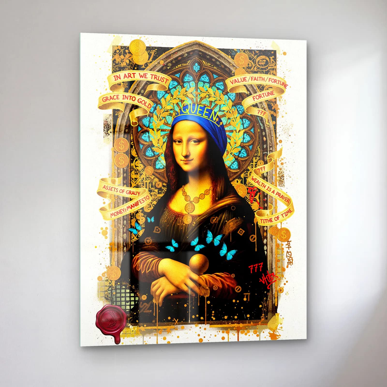 Kraliçe Mona Lisa cam tablo — sol açıdan görünüm