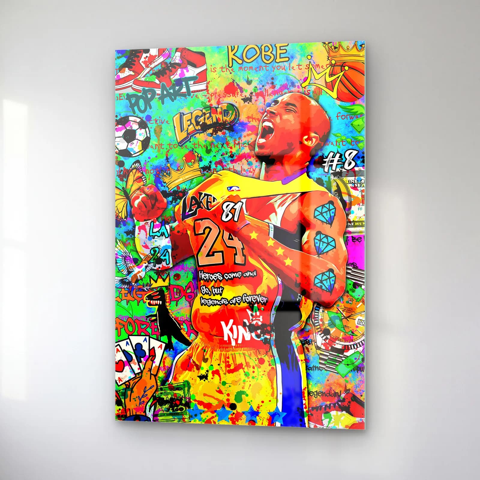 Grafiti Kobe Bryant cam tablo — sağ açıdan görünüm