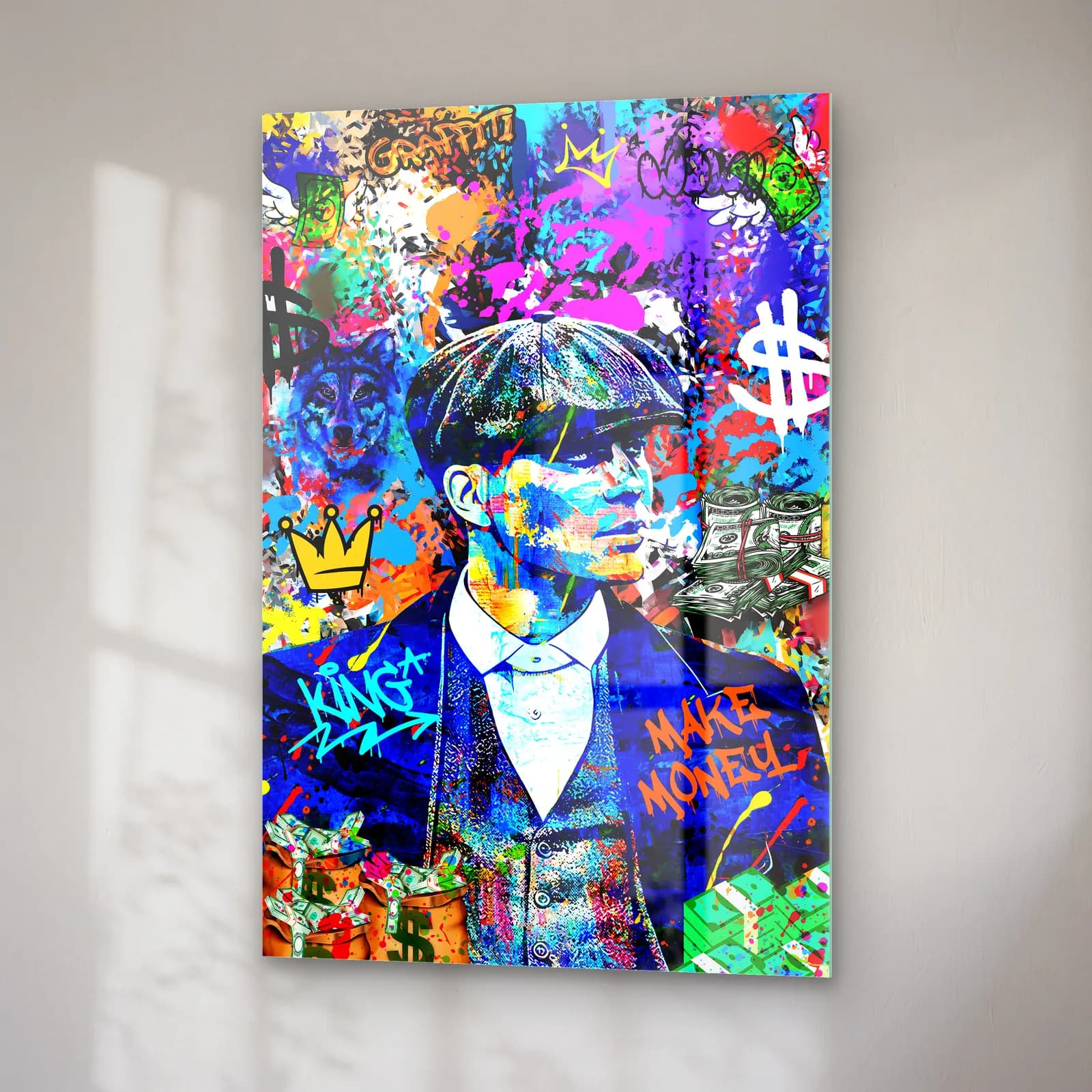 Grafiti Thomas Shelby cam tablo — sağ açıdan görünüm