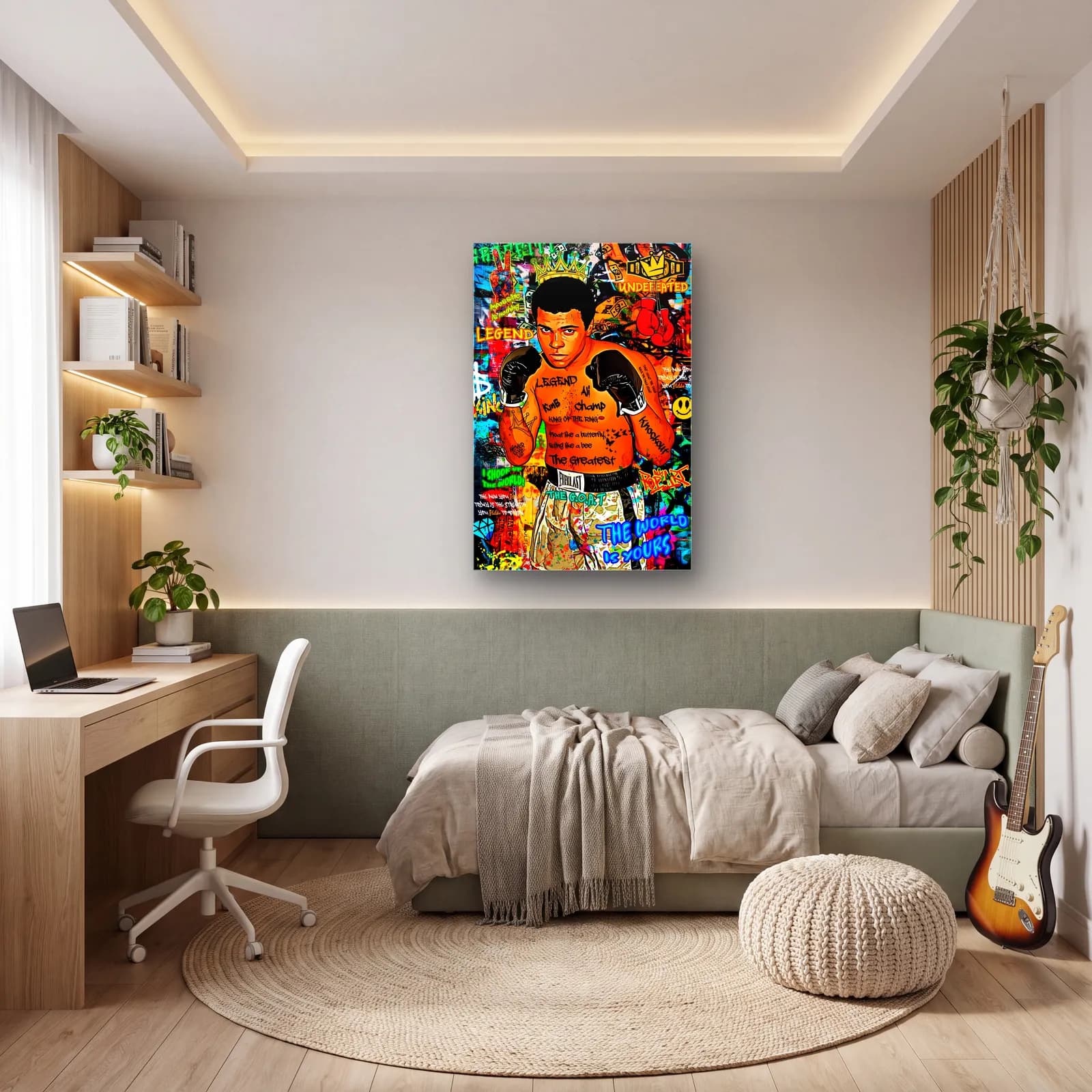 Pop Art Muhammad Ali cam tablo — genç odasında