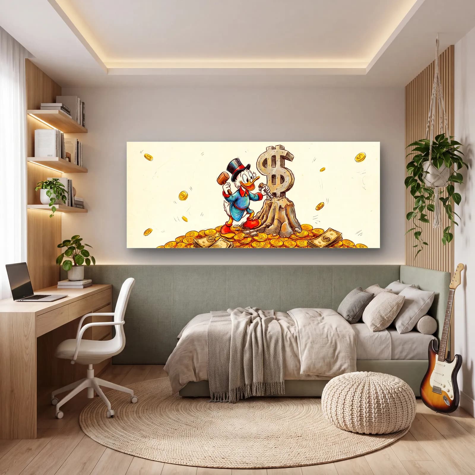 Altın Yığınında Scrooge McDuck cam tablo — genç odasında