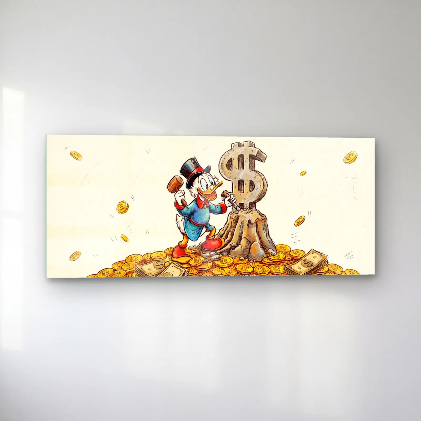 Altın Yığınında Scrooge McDuck cam tablo — sol açıdan görünüm