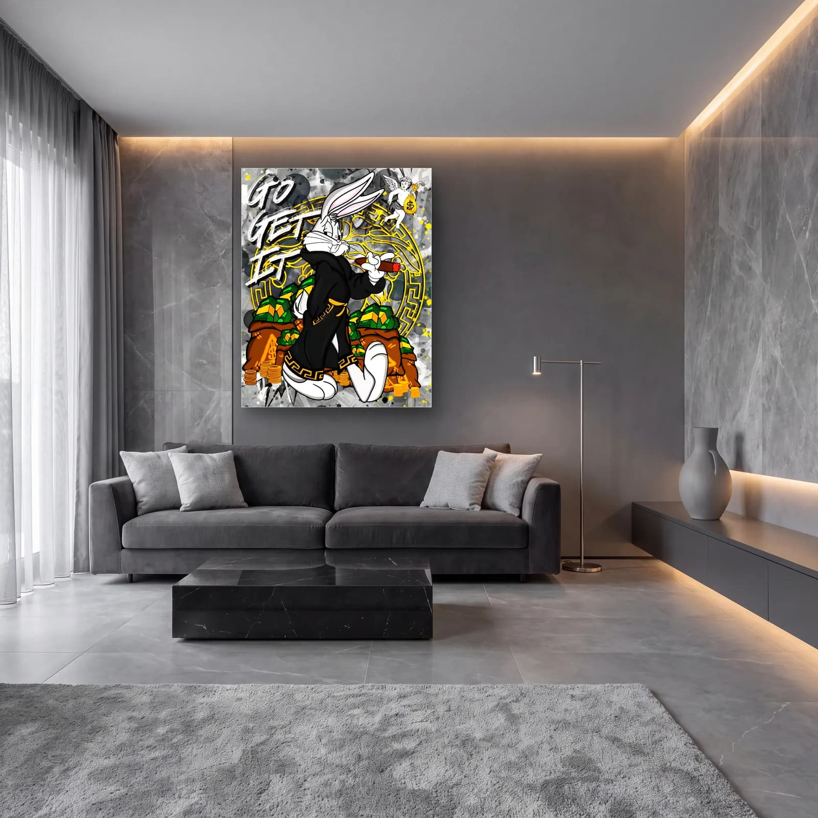 Go Get It Bugs Bunny cam tablo — lüks salon duvarında