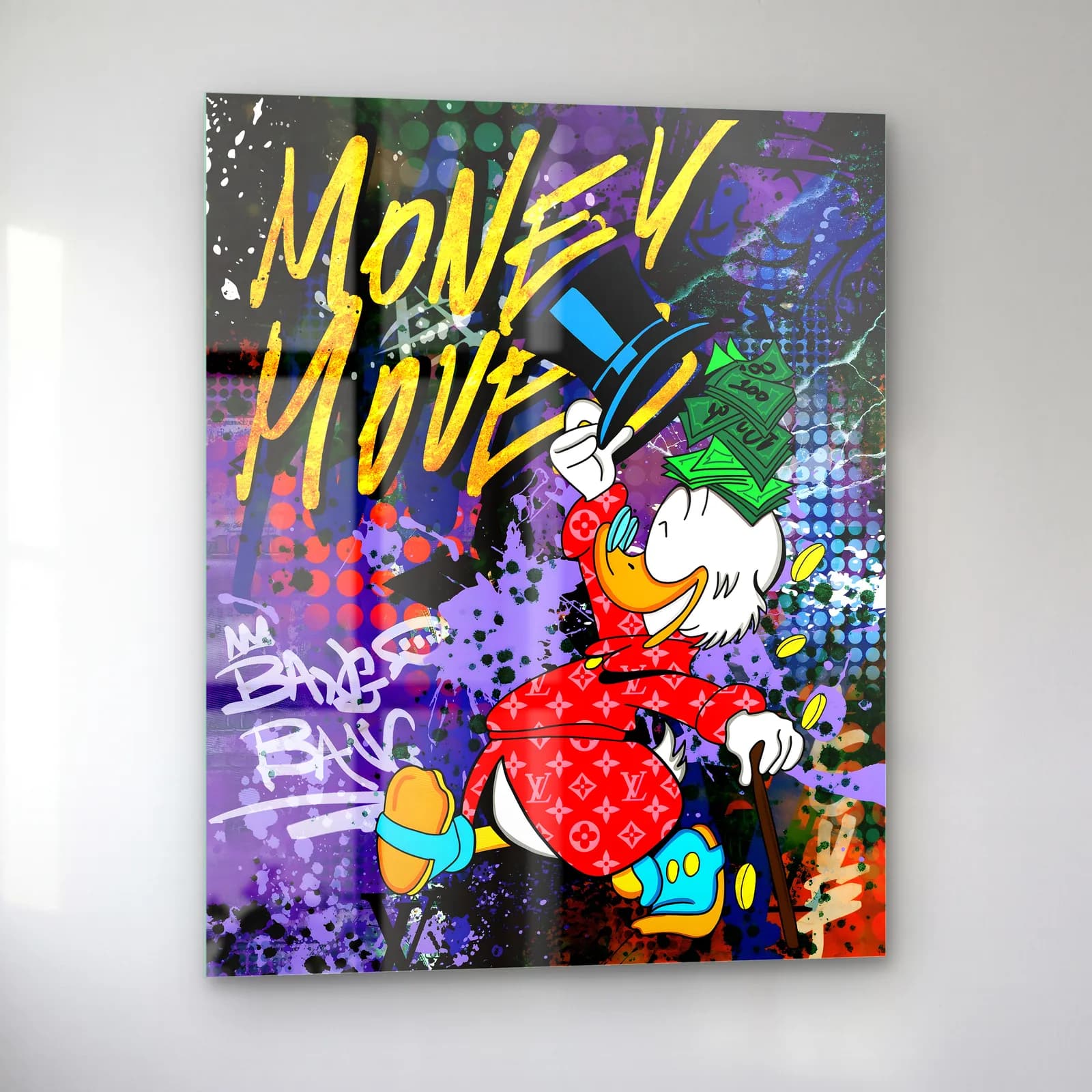 Money Moves Scrooge McDuck cam tablo — sol açıdan görünüm