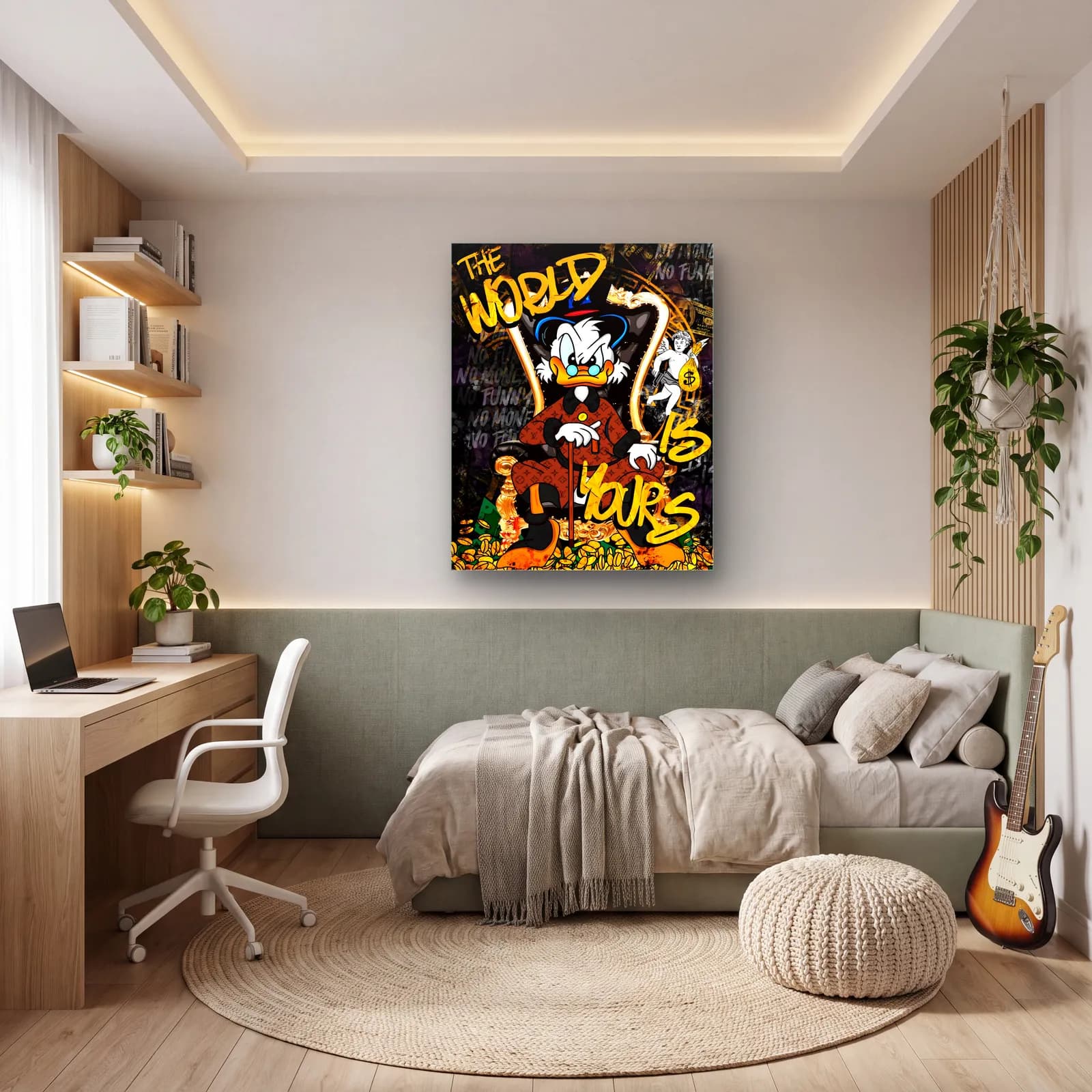 The World Is Yours Scrooge McDuck cam tablo — genç odasında