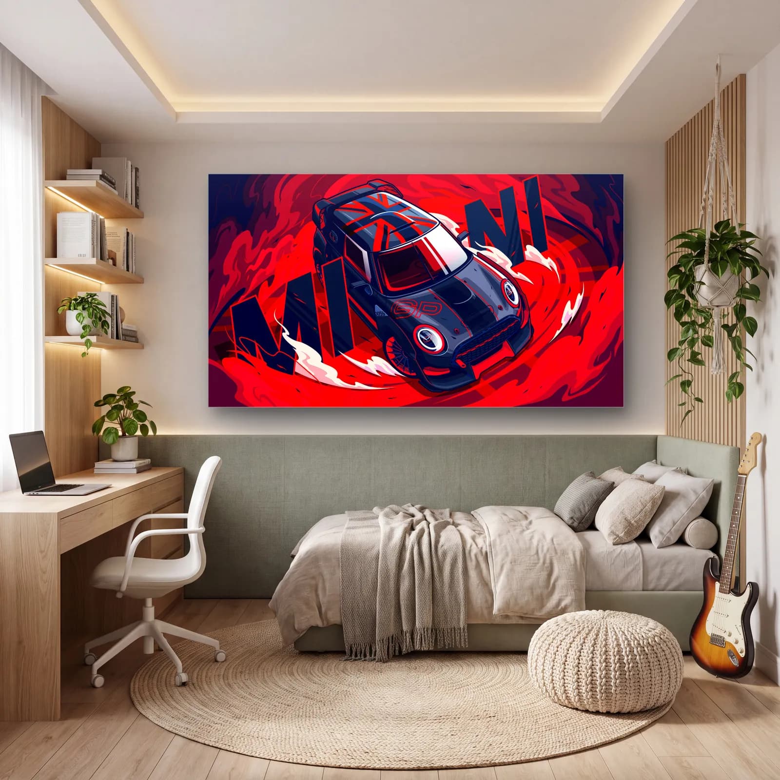 Mini Cooper Kırmızı Poster cam tablo — genç odasında