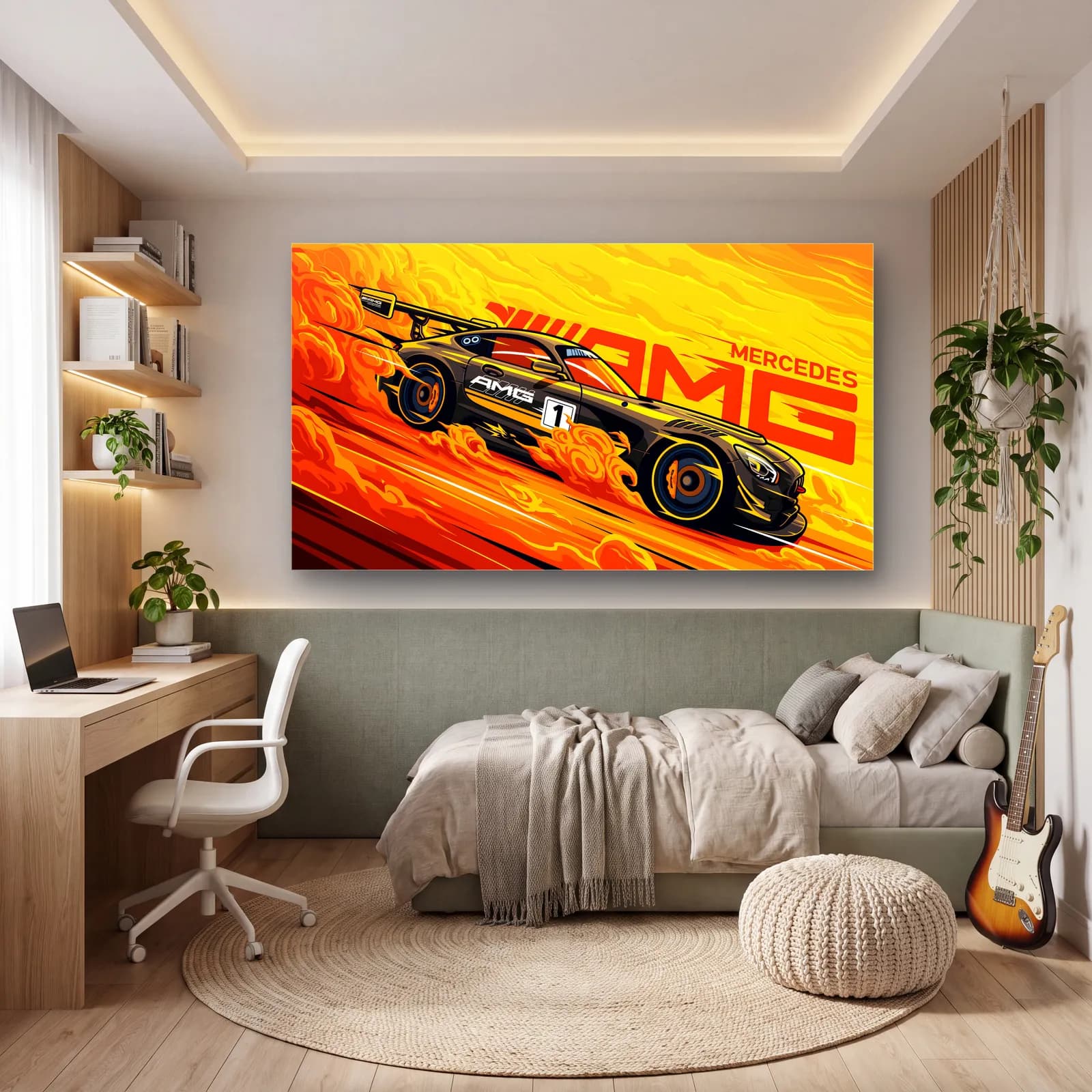 Mercedes AMG Yarış Posteri cam tablo — genç odasında