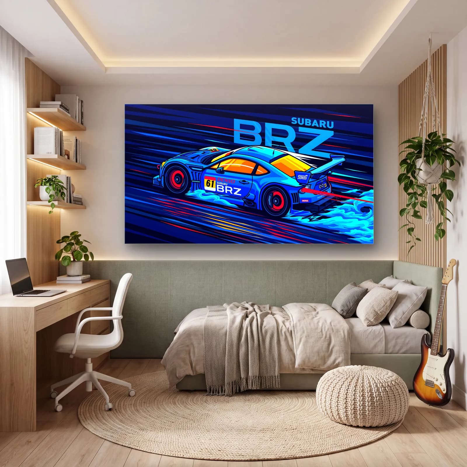 Subaru BRZ Yarış Posteri cam tablo — genç odasında