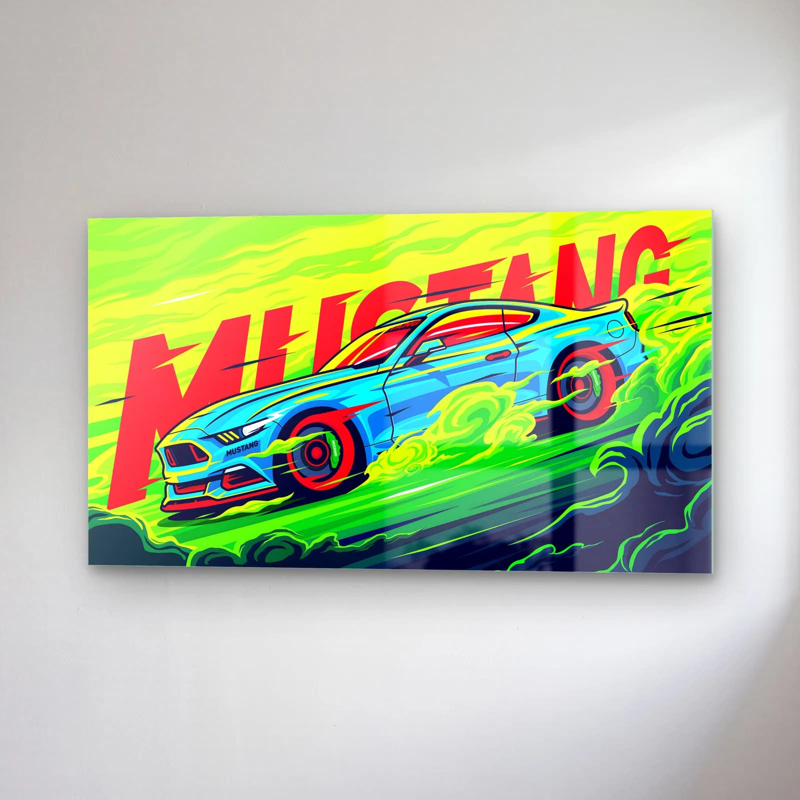Ford Mustang Neon Posteri cam tablo — sağ açıdan görünüm