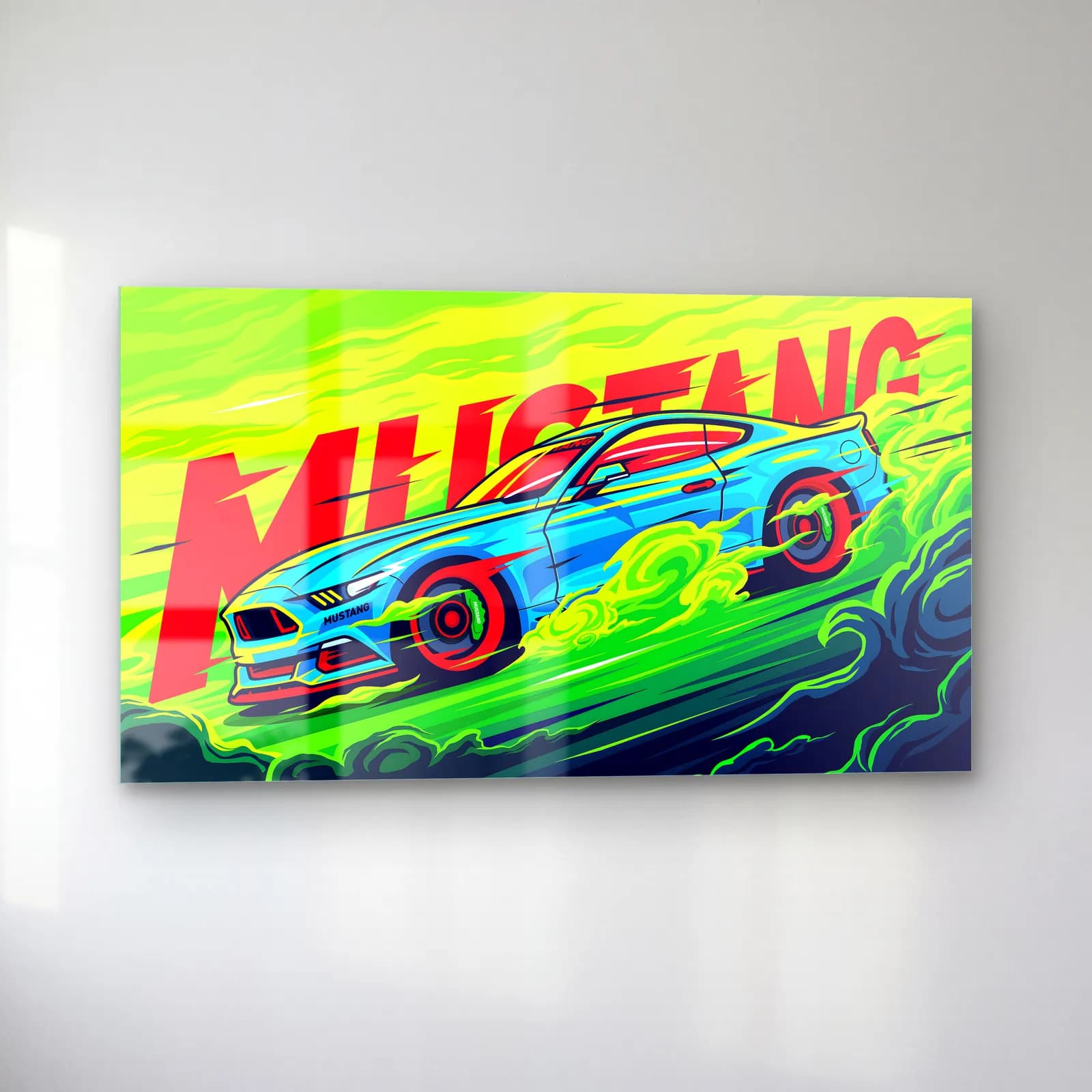 Ford Mustang Neon Posteri cam tablo — sol açıdan görünüm