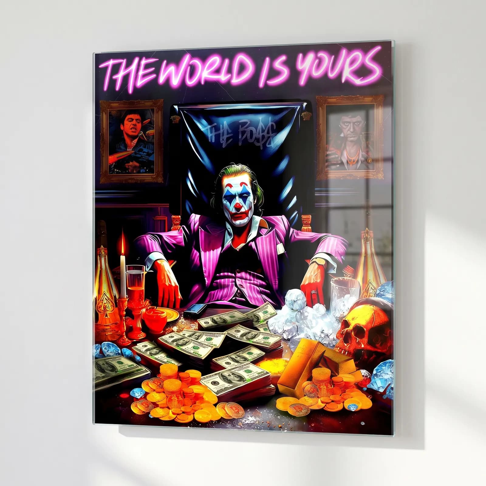 Joker The World Is Yours cam tablo — sağ açıdan görünüm