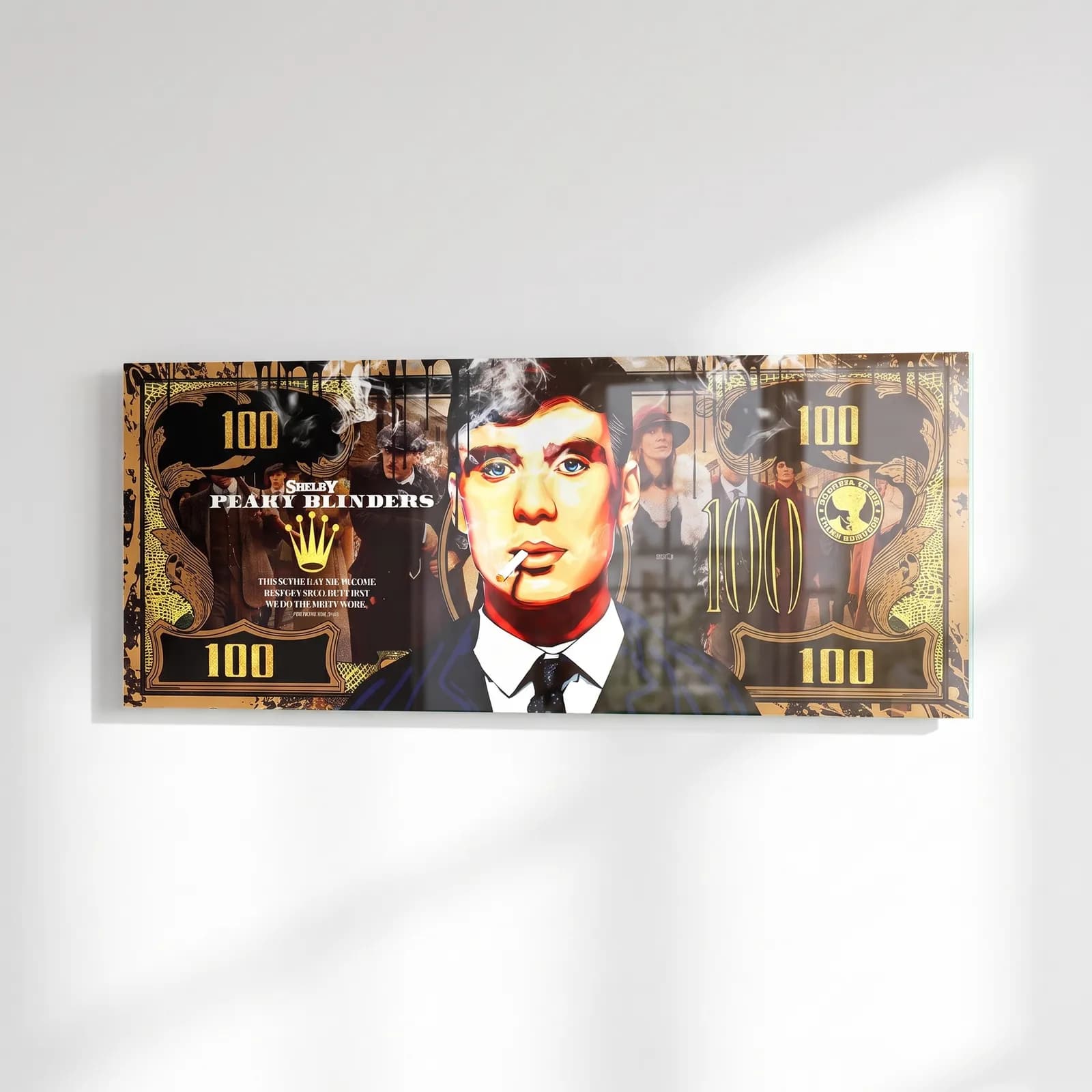 Thomas Shelby Sigaralı Dolar cam tablo — sağ açıdan görünüm
