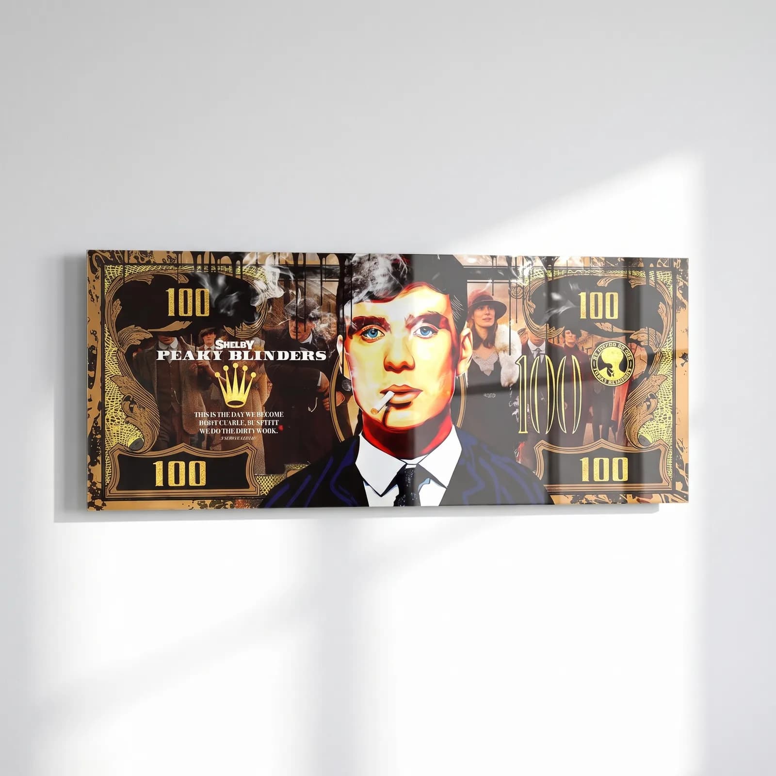 Thomas Shelby Sigaralı Dolar cam tablo — sol açıdan görünüm