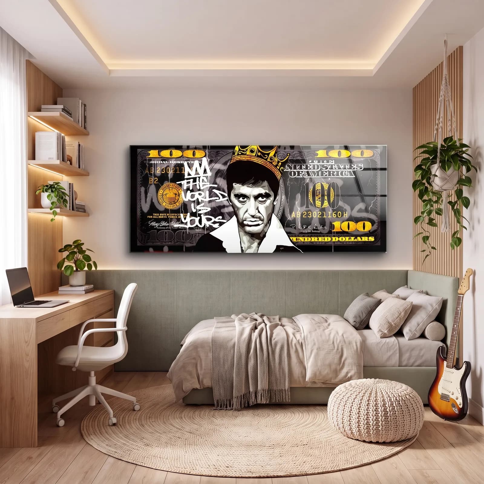 Scarface The World Is Yours Dolar cam tablo — genç odasında