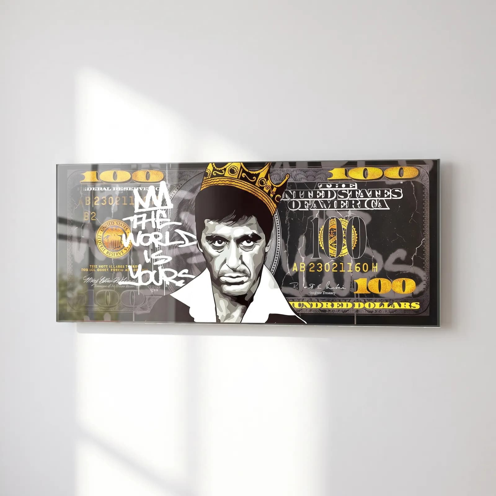 Scarface The World Is Yours Dolar cam tablo — sağ açıdan görünüm