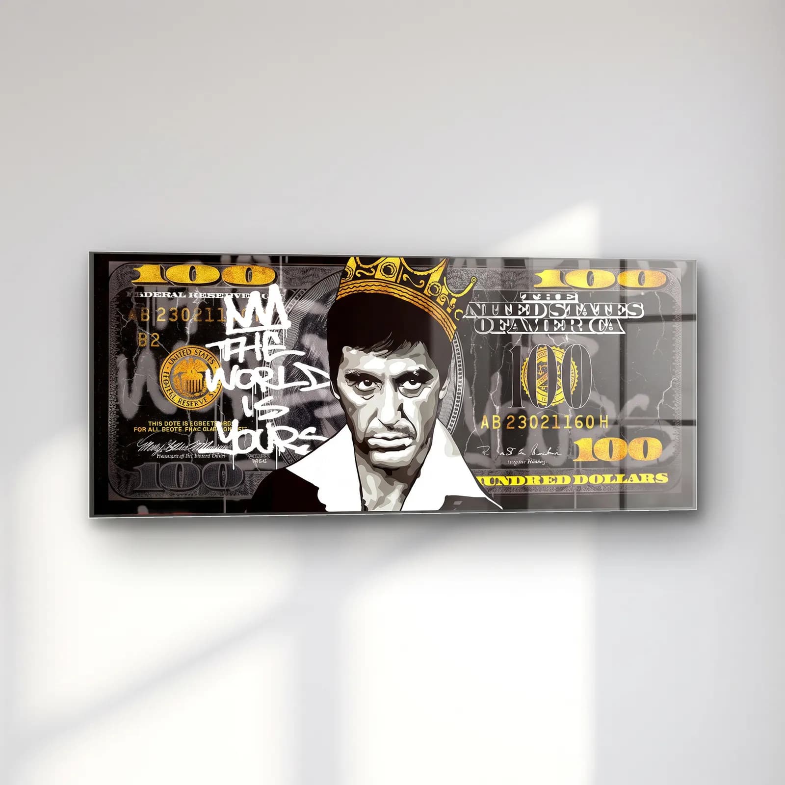 Scarface The World Is Yours Dolar cam tablo — sol açıdan görünüm