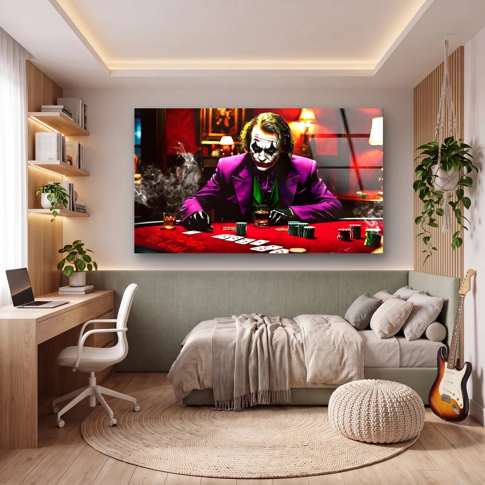 Poker Oynayan Joker cam tablo — genç odasında