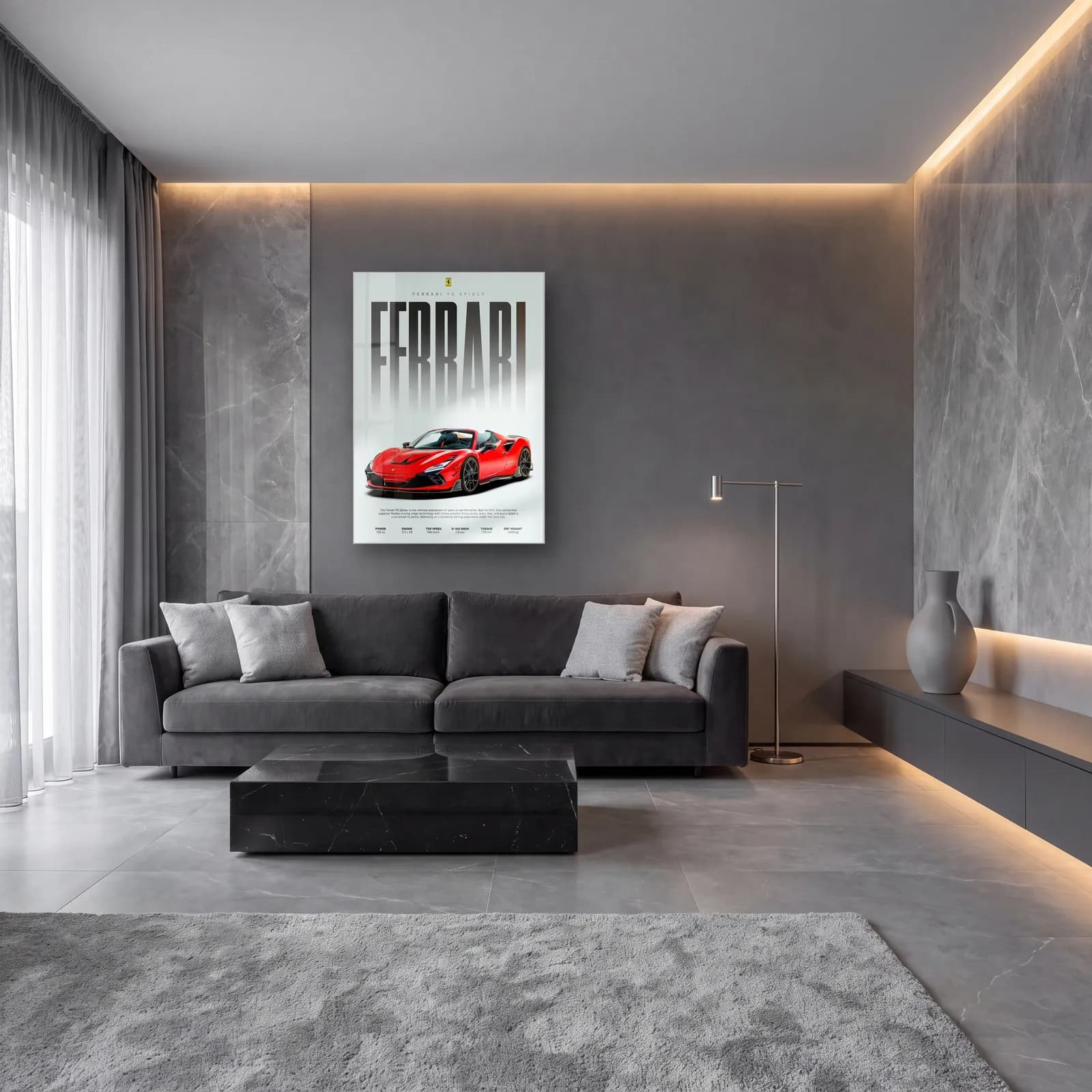 Ferrari F8 Spider Posteri cam tablo — lüks salon duvarında