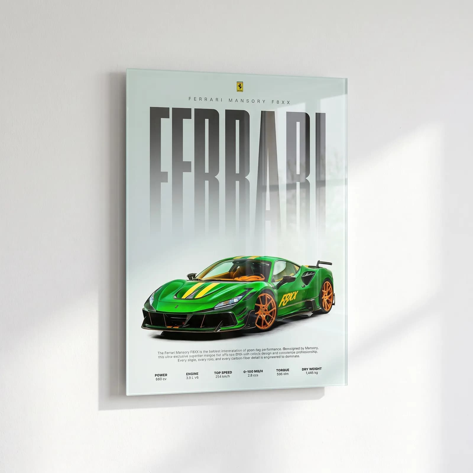 Ferrari Mansory F8XX Posteri cam tablo — sol açıdan görünüm