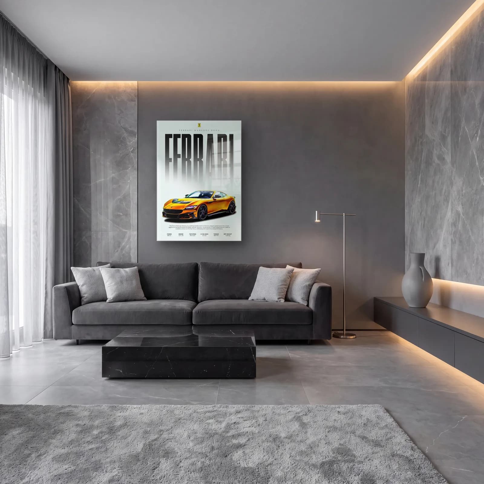 Ferrari Mansory Roma Posteri cam tablo — lüks salon duvarında