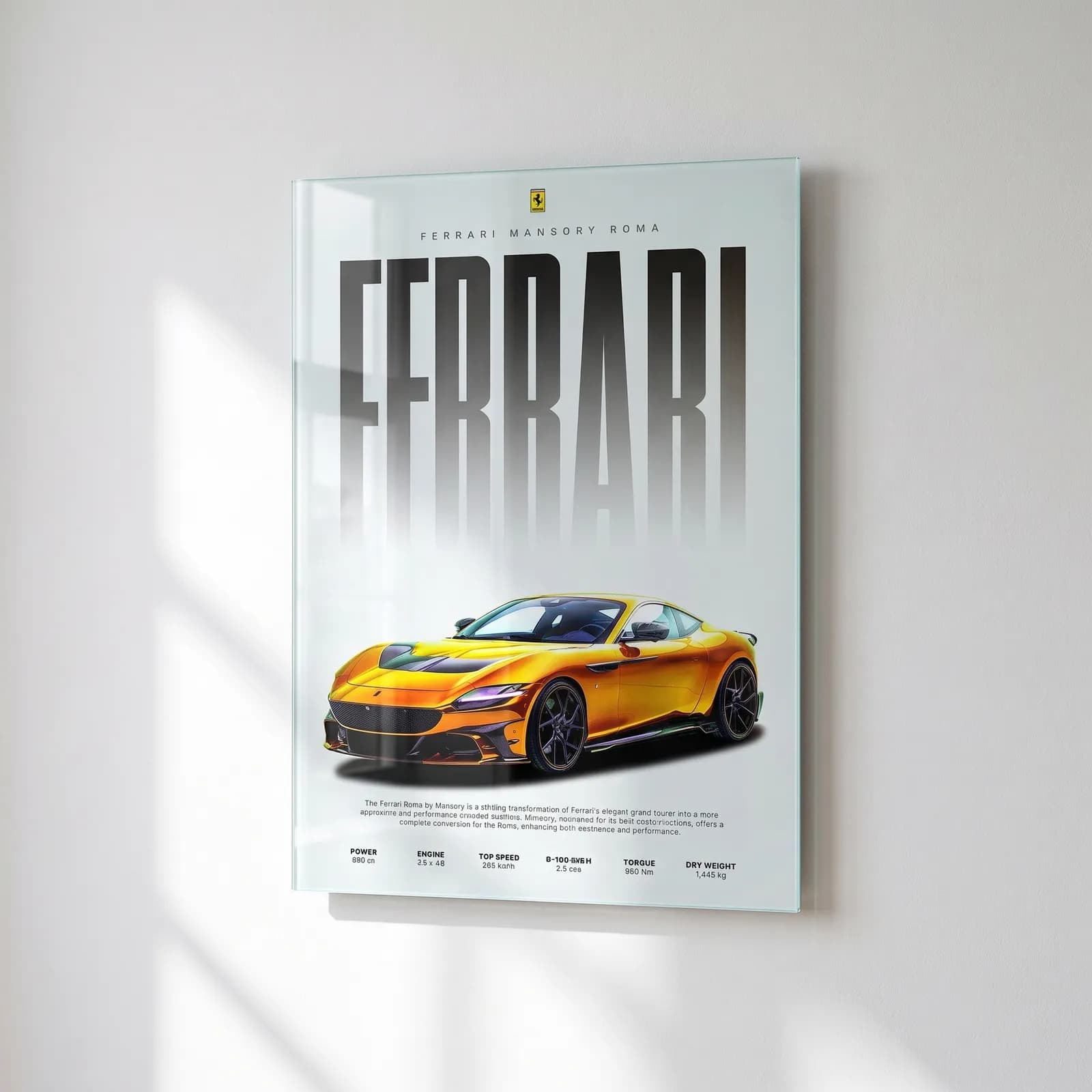 Ferrari Mansory Roma Posteri cam tablo — sağ açıdan görünüm