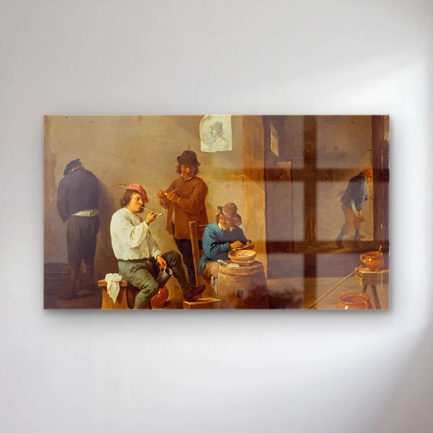 David Teniers The Younger – The Smokers cam tablo — David Teniers The Younger – The Smokers — yağlı boya vintage i̇ç mekân