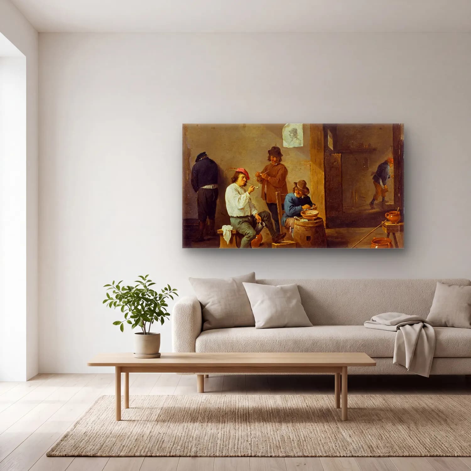 David Teniers The Younger – The Smokers cam tablo — açık renk salonda