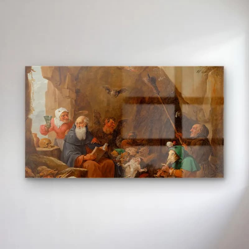 David Teniers The Younger – The Temptation of Saint Anthony cam tablo — David Teniers The Younger – The Temptation of Saint Anthony — yağlı boya dini sahne