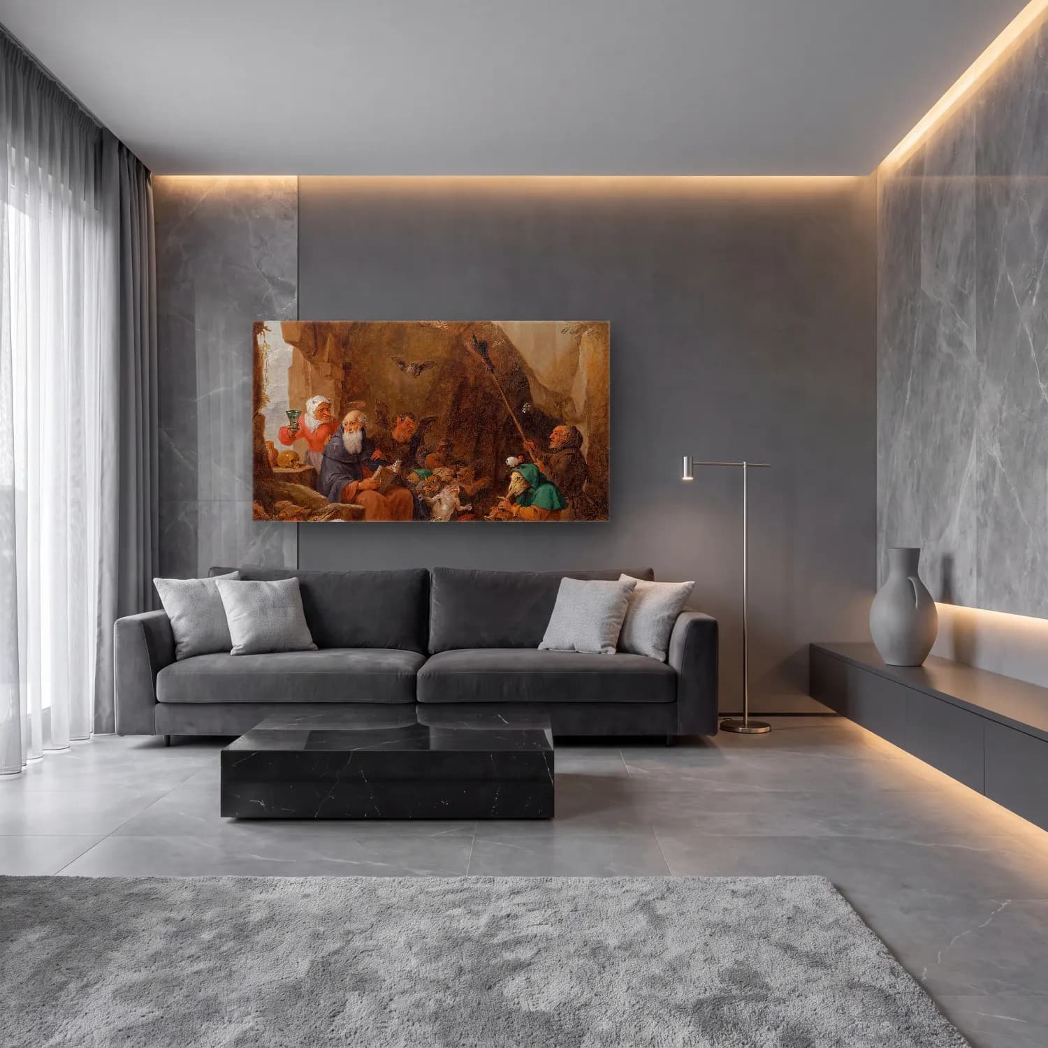 David Teniers The Younger – The Temptation of Saint Anthony cam tablo — lüks salon duvarında