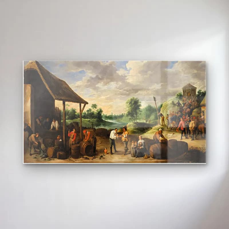 David Teniers The Younger – The Wine Harvest cam tablo — David Teniers The Younger – The Wine Harvest — yağlı boya kırda nehir