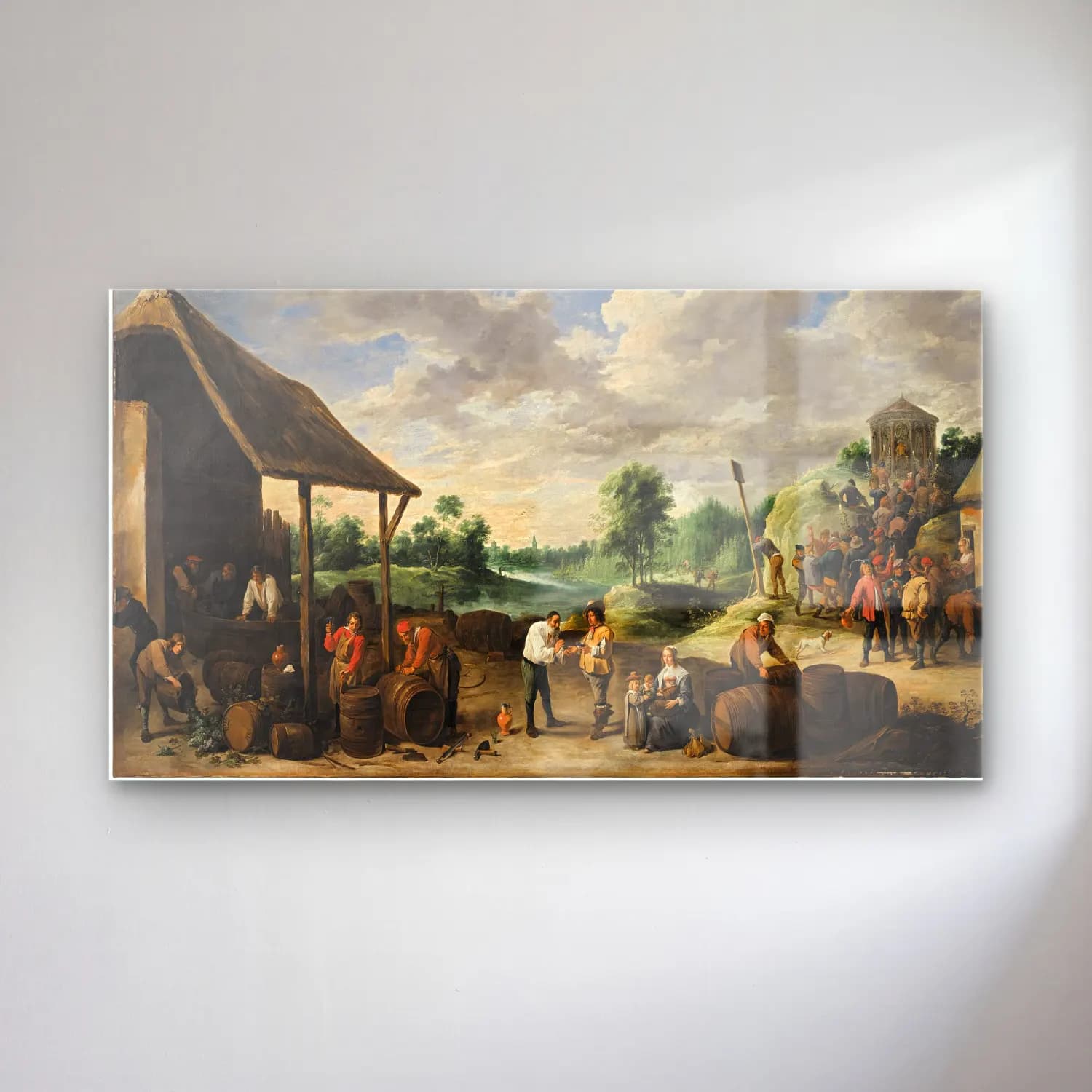 David Teniers The Younger – The Wine Harvest cam tablo — David Teniers The Younger – The Wine Harvest — yağlı boya kırda nehir