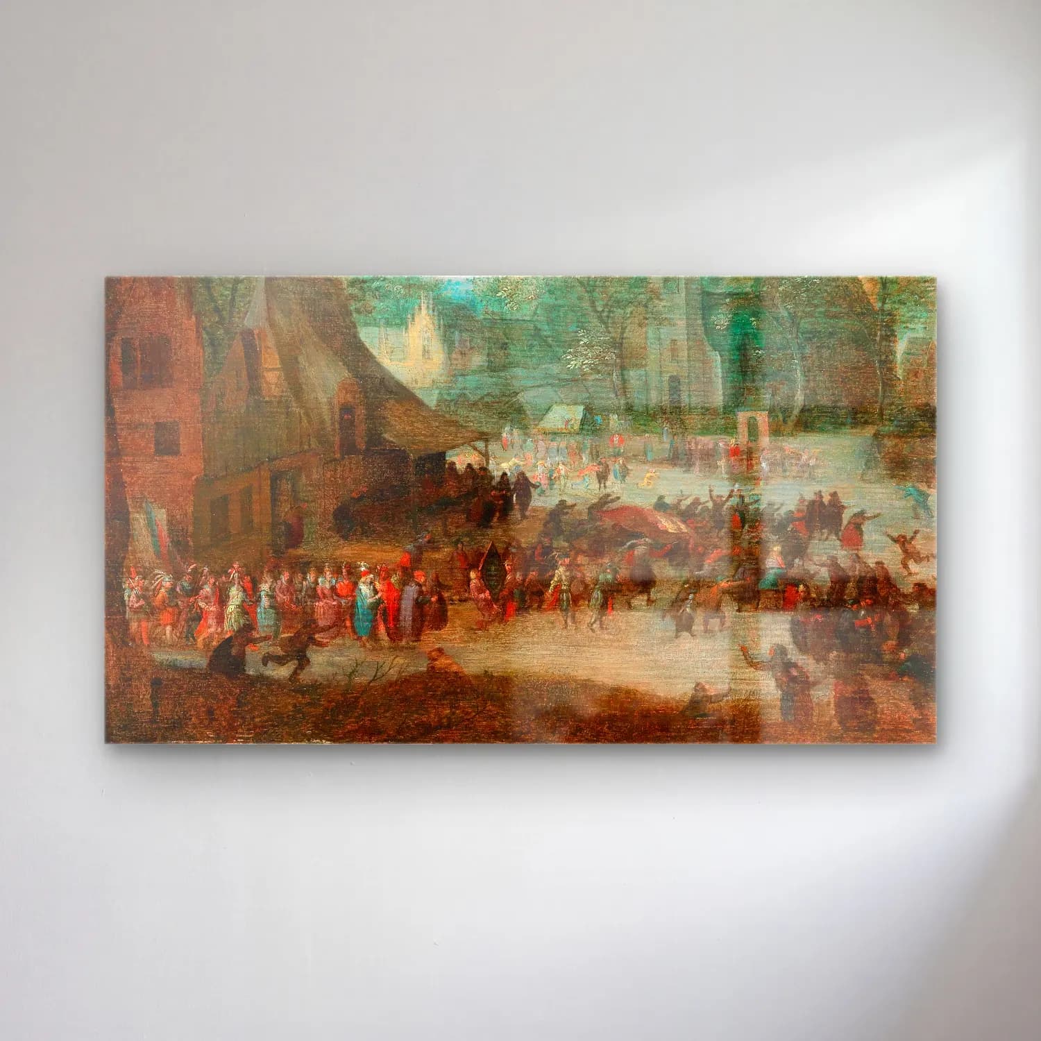 David Vinckboons – A village kermis cam tablo — David Vinckboons – A village kermis — empresyonist kalabalık cadde