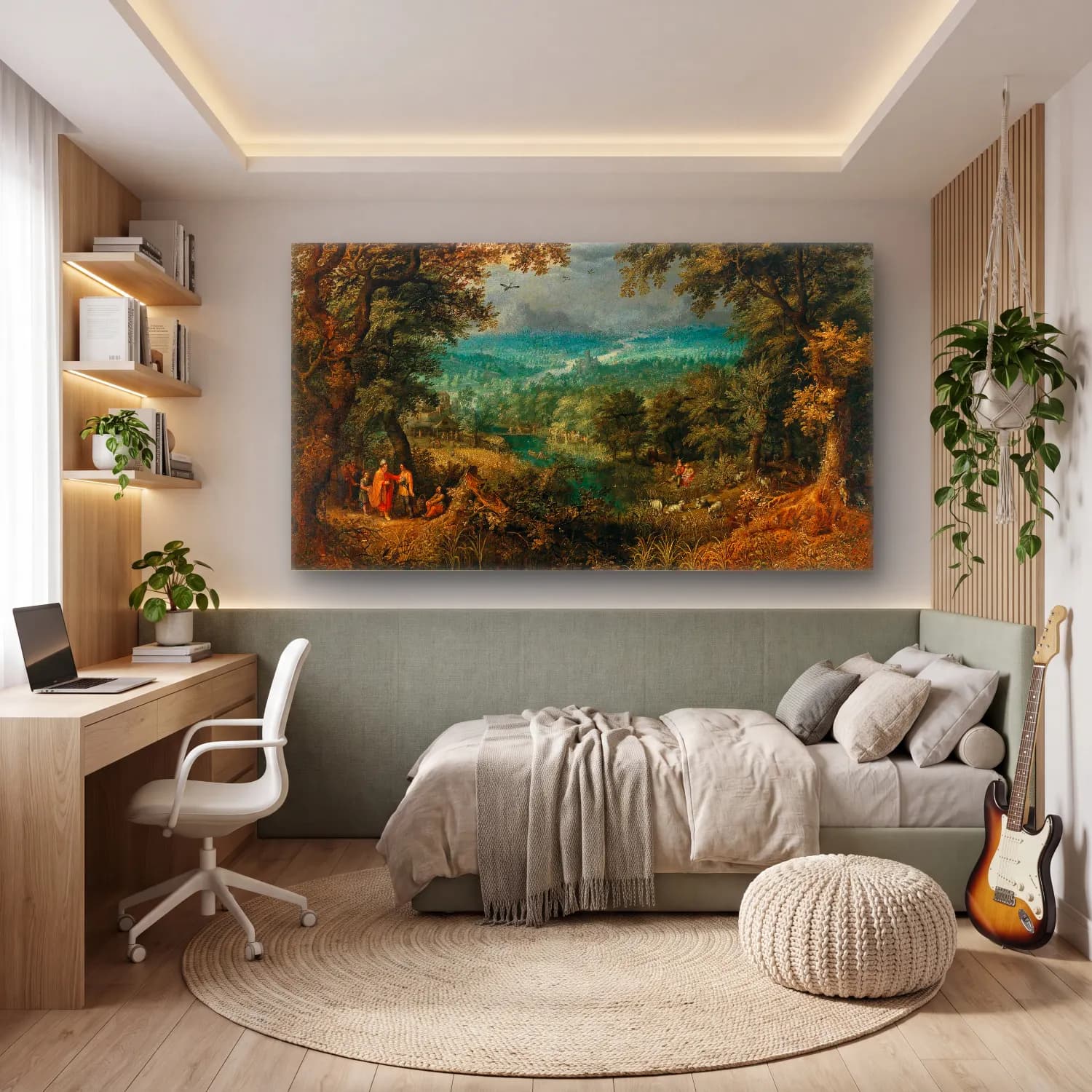 David Vinckboons – An extensive wooded landscape with biblical staffage cam tablo — genç odasında