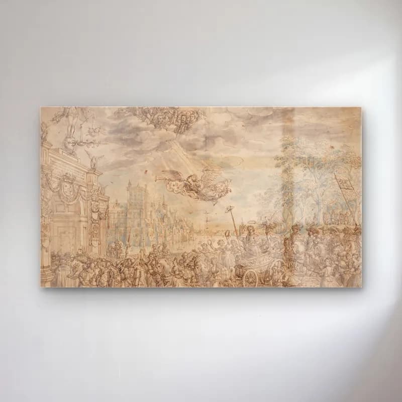 David Vinckboons – The Triumphal Entry of Frederik Hendrik of the Orange into… cam tablo — David Vinckboons – The Triumphal Entry of Frederik Hendrik of the Orange into… — vintage savaş sahnesi