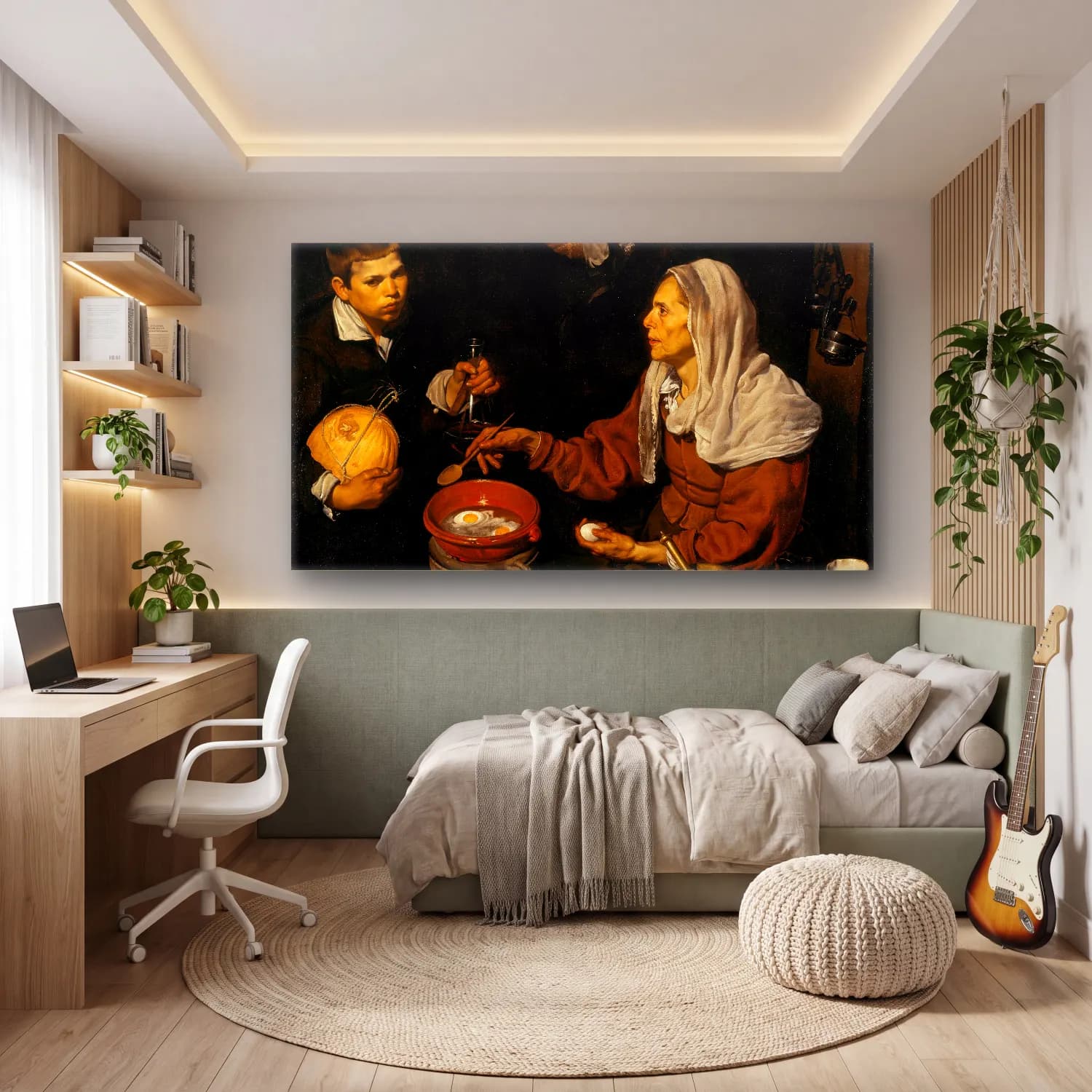 Yağlı Boya Kadın Portresi No. 9 cam tablo — genç odasında