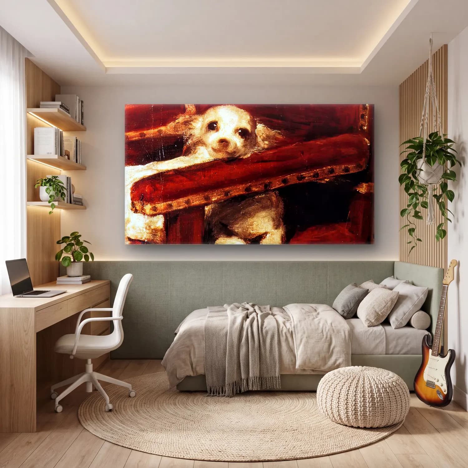 Empresyonist Köpek cam tablo — genç odasında