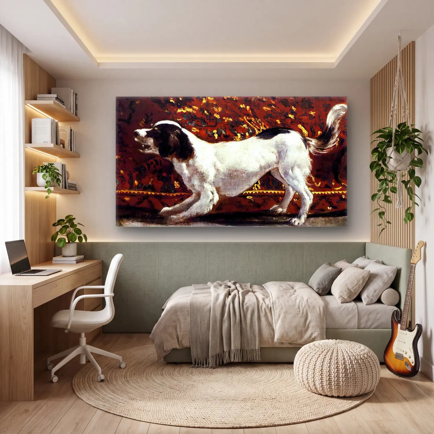Empresyonist Köpek – Siyah Beyaz Tonlar cam tablo — genç odasında