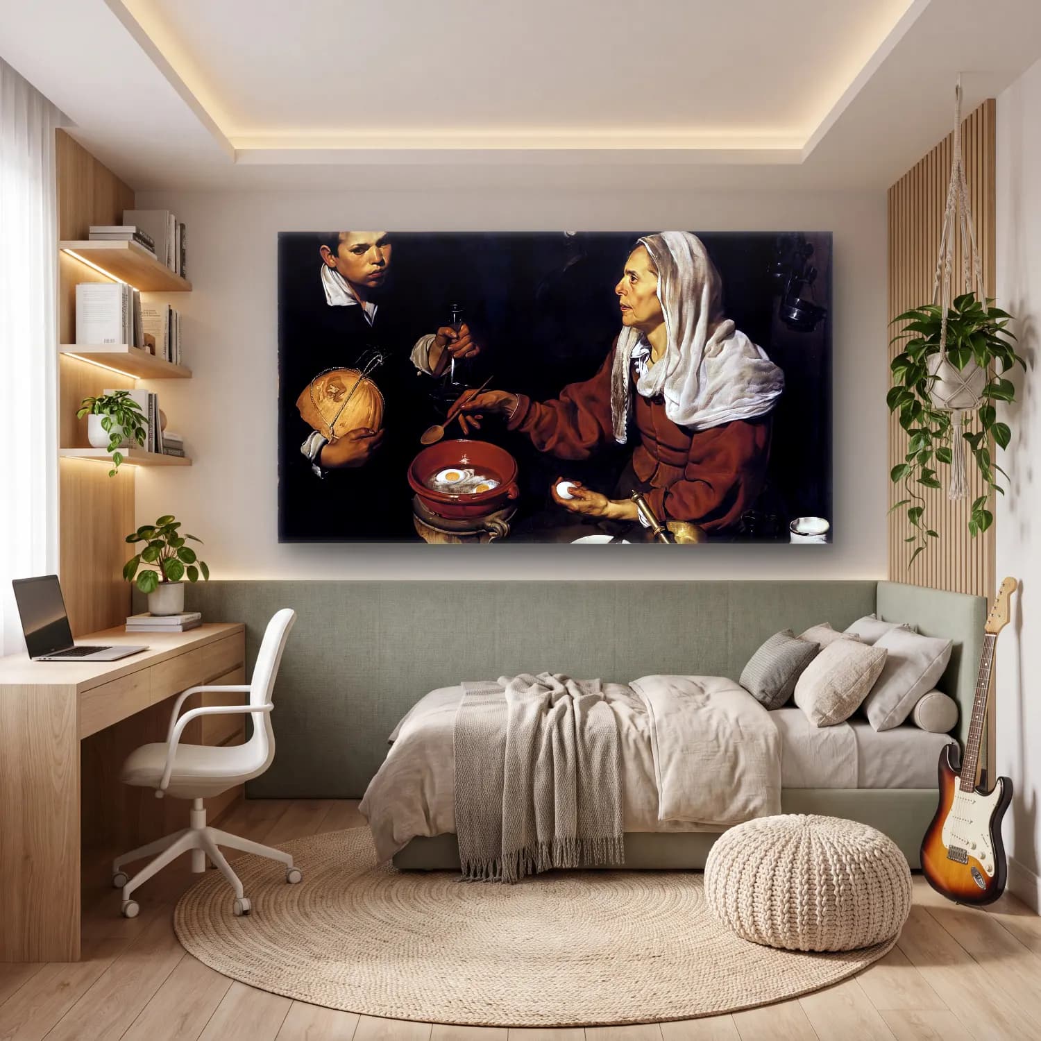 Yağlı Boya Kadın Portresi No. 11 cam tablo — genç odasında