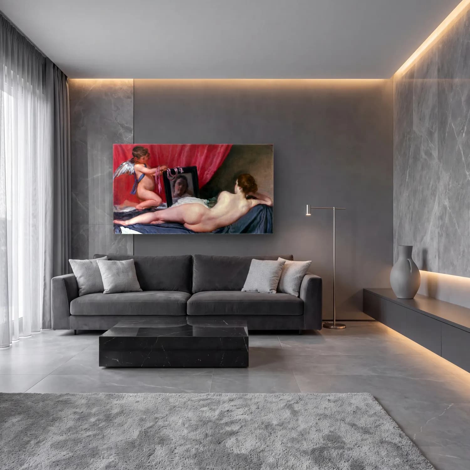 Yağlı Boya Figür Çalışması cam tablo — lüks salon duvarında