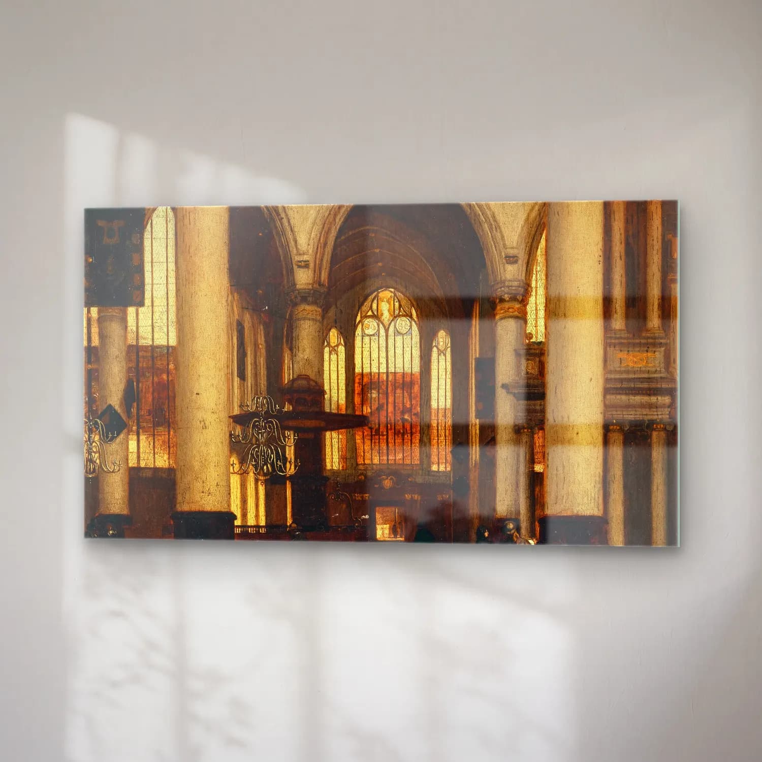 Emanuel de Witte – An interior of a Protestant Gothic church cam tablo — sağ açıdan görünüm