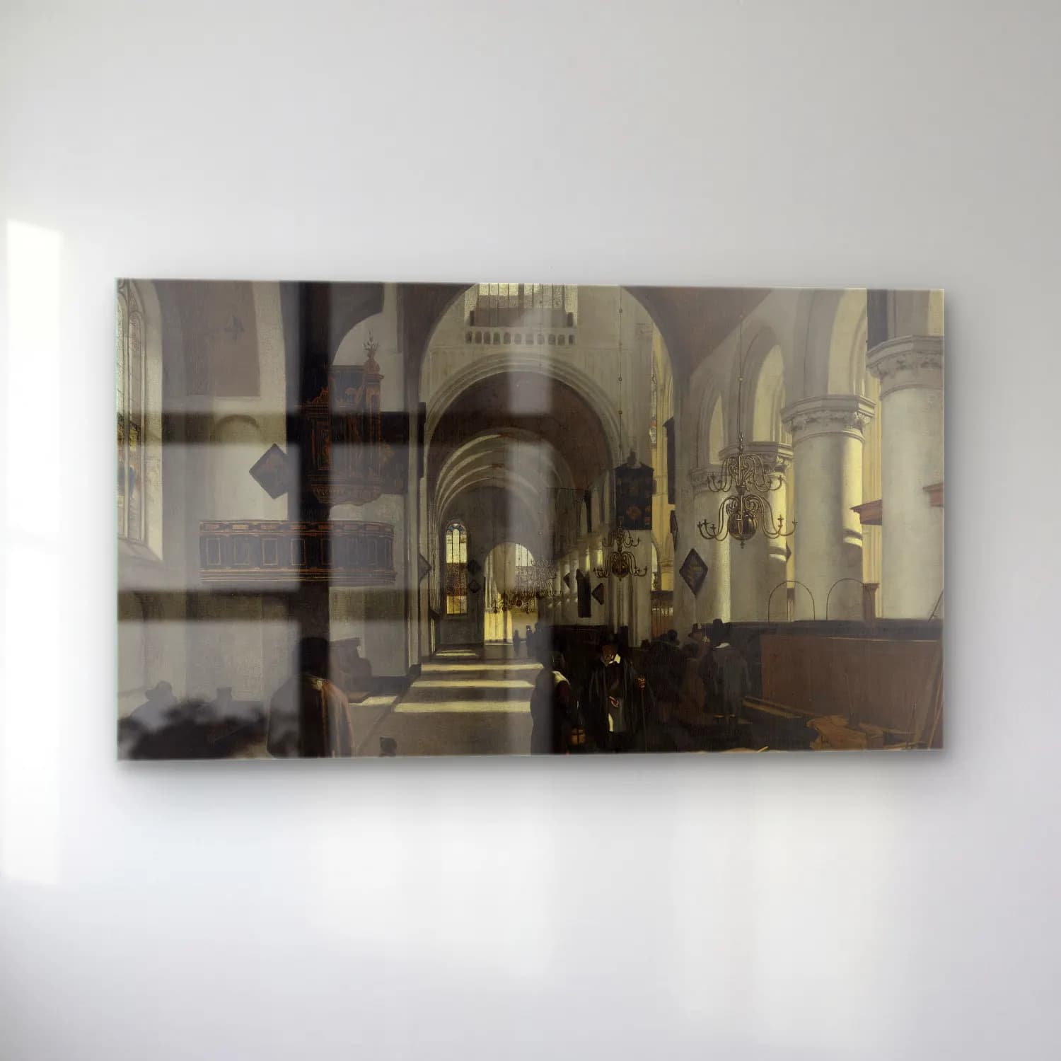 Emanuel de Witte – Interior of a Church cam tablo — sol açıdan görünüm