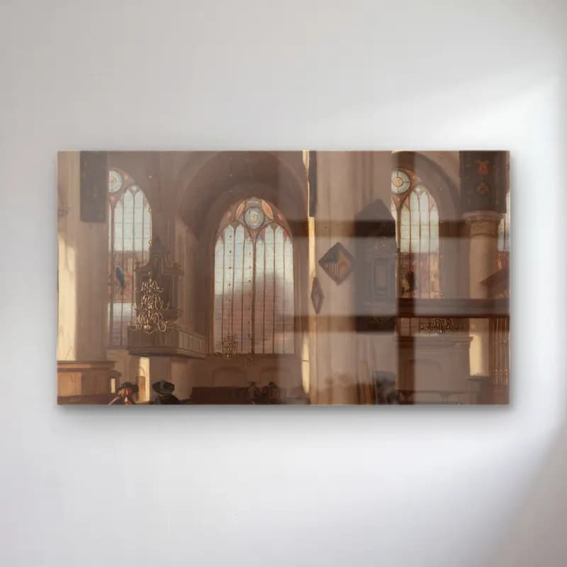 Emanuel de Witte – Interior of a Church – Bej Tonlar cam tablo — Emanuel de Witte – Interior of a Church – Bej Tonlar — yağlı boya katedral