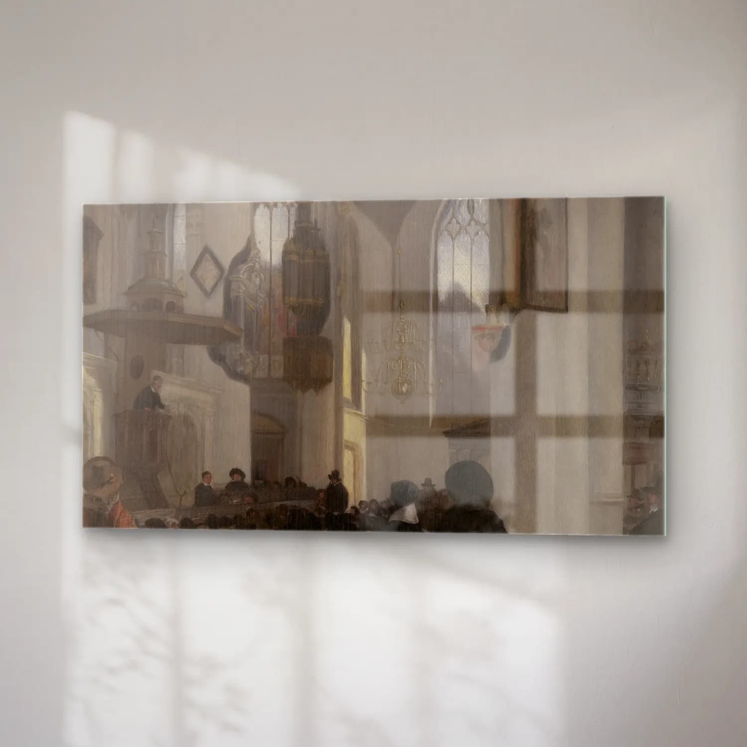 Emanuel de Witte – Interior of a Gothic Church (17th century) cam tablo — sağ açıdan görünüm